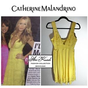 Catherine Malandrino Pleated Silk Knit “Canary” Dress ASO Serena Van Der Woodsen
